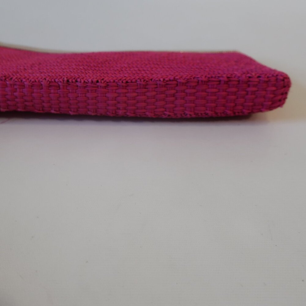 NWT Womens Teiruma Handcraft Pink Gold Woven Zip Carmen Clutch Bag * - Picture 9 of 10
